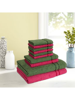 CORE Designed by SPACES - Quick Dry Green 380 Gsm 2 Bath Towel Hand Towel 6 Face Towel