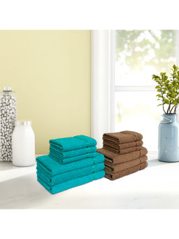 CORE Designed by SPACES - Quick Dry Multicolour 380 Gsm 6 Hand Towel 6 Face Towel