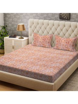 CORE Designed by SPACES - Seasons Best Floral 104 TC Cotton1 Queen Bedsheet With 2 Pillow Covers
