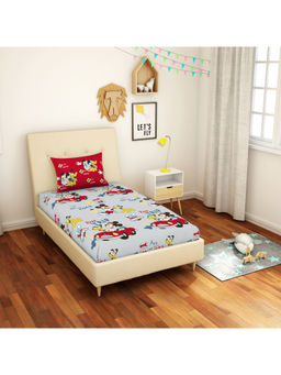 CORE Designed by SPACES - Disney Mickey Grey Kids Cotton 1 Single Bedsheet 1 Pillow Cover