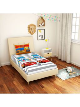 CORE Designed by SPACES - Disney Car 144 TC Red Kids Cotton 1 Single Bedsheet 1 Pillow Cover