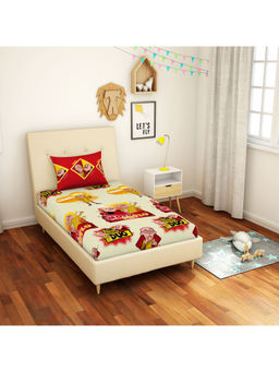 CORE Designed by SPACES - Motu Patlu 144 TC Red Cotton 1 Single Bedsheet With 1 Pillow Cover