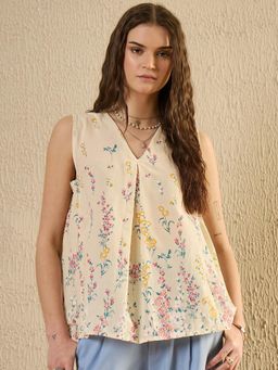 SAY - Women White Floral Printed Top
