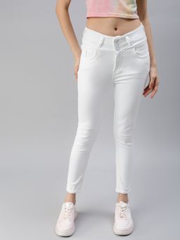 SHOWOFFFF - Women's Clean Look White Skinny Fit Denim Jeans