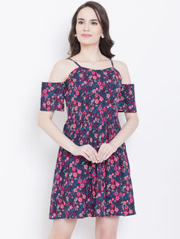 Dodo & Moa - Navy Blue Women Western Wear Dress