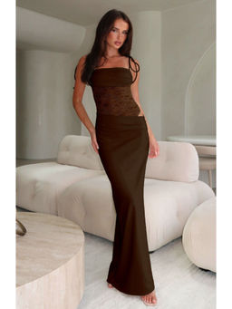 Miakee - Brown Solid Stella Maxi Dress