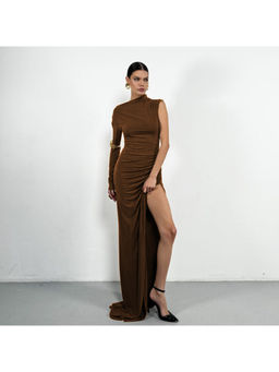 Miakee - Brown Solid Cerva Maxi Dress