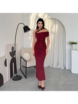 Miakee - Maroon Horres Midi Dress
