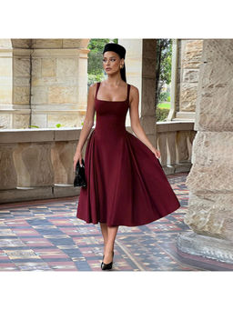 Miakee - Maroon Kirk Midi Dress