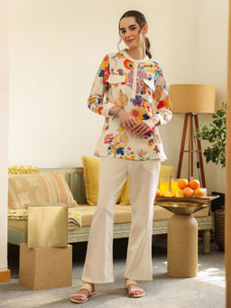 SAY - Off White Pure Cotton Printed Co-ords for Women (Set of 2)