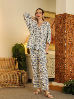 SAY - Off White Pure Cotton Printed Co-ords for Women (Set of 2)