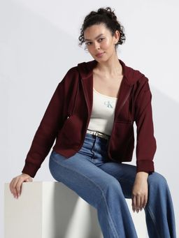 Calvin Klein - Maroon Regular Fit Cotton Hoodie