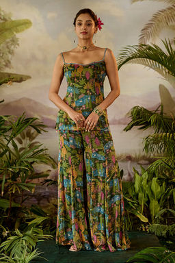 Baise Gaba - Kauravi Gharara Green Top with Skirt