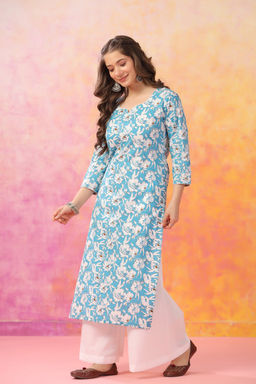 DIMPLE DESIGN STUDIO - Pastel Blue Straight Kurta