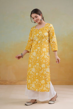 DIMPLE DESIGN STUDIO - Heena Straight Cotton Kurta