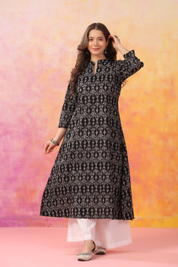 DIMPLE DESIGN STUDIO - Black Fish A-Line Kurta