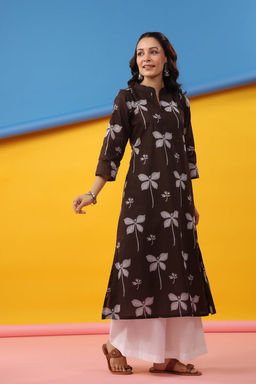 DIMPLE DESIGN STUDIO - Brown A-Line Kurta