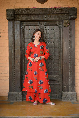 DIMPLE DESIGN STUDIO - Rose Cotton A-Line Suit Set