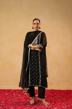DIMPLE DESIGN STUDIO - Rahima Black Georgette Suit Set