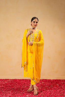 DIMPLE DESIGN STUDIO - Kiran Yellow Georgette Suit Set