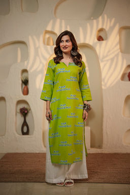 DIMPLE DESIGN STUDIO - Women Lime main apni favourite Hoon Kurta