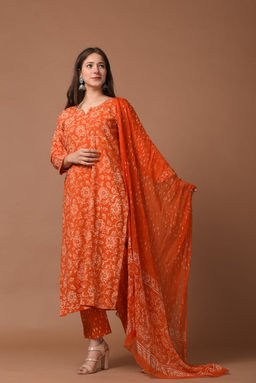 DIMPLE DESIGN STUDIO - Orange Dabu Suit Set