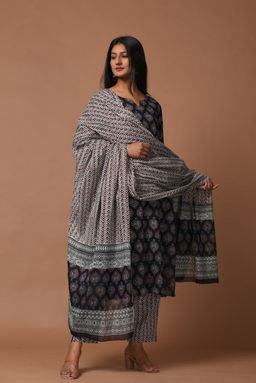 DIMPLE DESIGN STUDIO - Black Ajrakh Suit Set