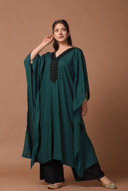 DIMPLE DESIGN STUDIO - Bottle Green Kaftan Set