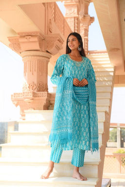 DIMPLE DESIGN STUDIO - Ferozi Mirror Suit Set