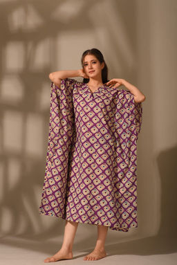 DIMPLE DESIGN STUDIO - Purple Ikkat Kaftan