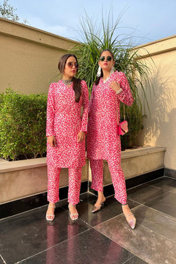 DIMPLE DESIGN STUDIO - Hot Pink Leopard Suit Set