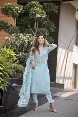 DIMPLE DESIGN STUDIO - Pastel Blue Gota Suit Set