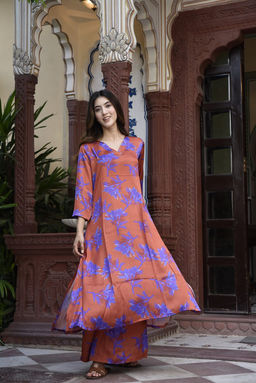 DIMPLE DESIGN STUDIO - Rust Modal Satin Suit Set