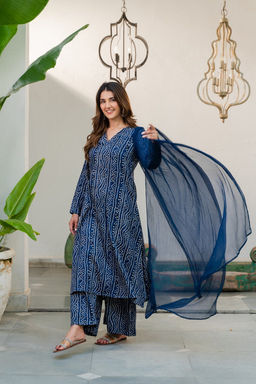 DIMPLE DESIGN STUDIO - Navy Glaze Bandhani suit set