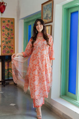 DIMPLE DESIGN STUDIO - Orange hand block suit set