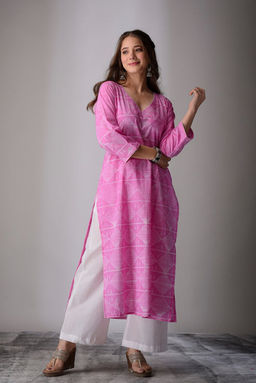DIMPLE DESIGN STUDIO - Pink Tie Dye Kurta