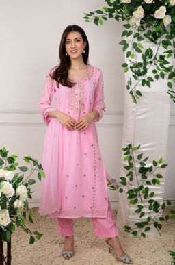 DIMPLE DESIGN STUDIO - Light Pink Gota Aari Suit Set