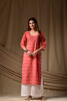 DIMPLE DESIGN STUDIO - Red Tie Dye Straight Kurta