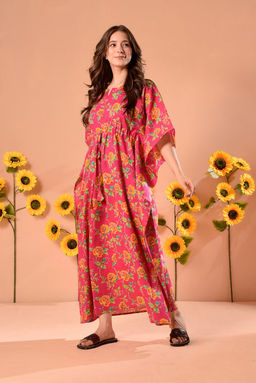 DIMPLE DESIGN STUDIO - Pretty Pink Cotton Kaftan