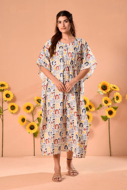 DIMPLE DESIGN STUDIO - Princess White Cotton Kaftan