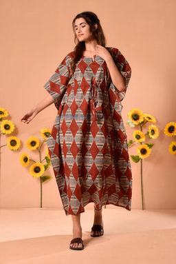 DIMPLE DESIGN STUDIO - Kate Red Cotton Kaftan