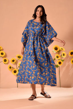 DIMPLE DESIGN STUDIO - Jane Blue Cotton Kaftan
