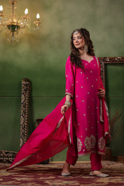 DIMPLE DESIGN STUDIO - Fuchsia Pink Crepe Gota Set