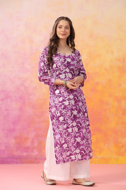 DIMPLE DESIGN STUDIO - Purple Straight Cotton Kurta