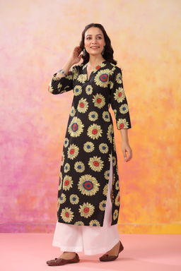 DIMPLE DESIGN STUDIO - Sunflower Straight Kurta