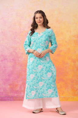 DIMPLE DESIGN STUDIO - Light blue straight Kurta