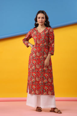 DIMPLE DESIGN STUDIO - Dark Red straight Kurta