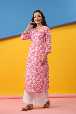 DIMPLE DESIGN STUDIO - Light Pink Straight Kurta