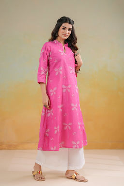 DIMPLE DESIGN STUDIO - Rosy Pink A-line Kurta