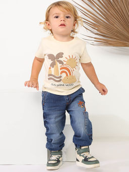 My Milestones - Animal Detail Embroidered Jeans